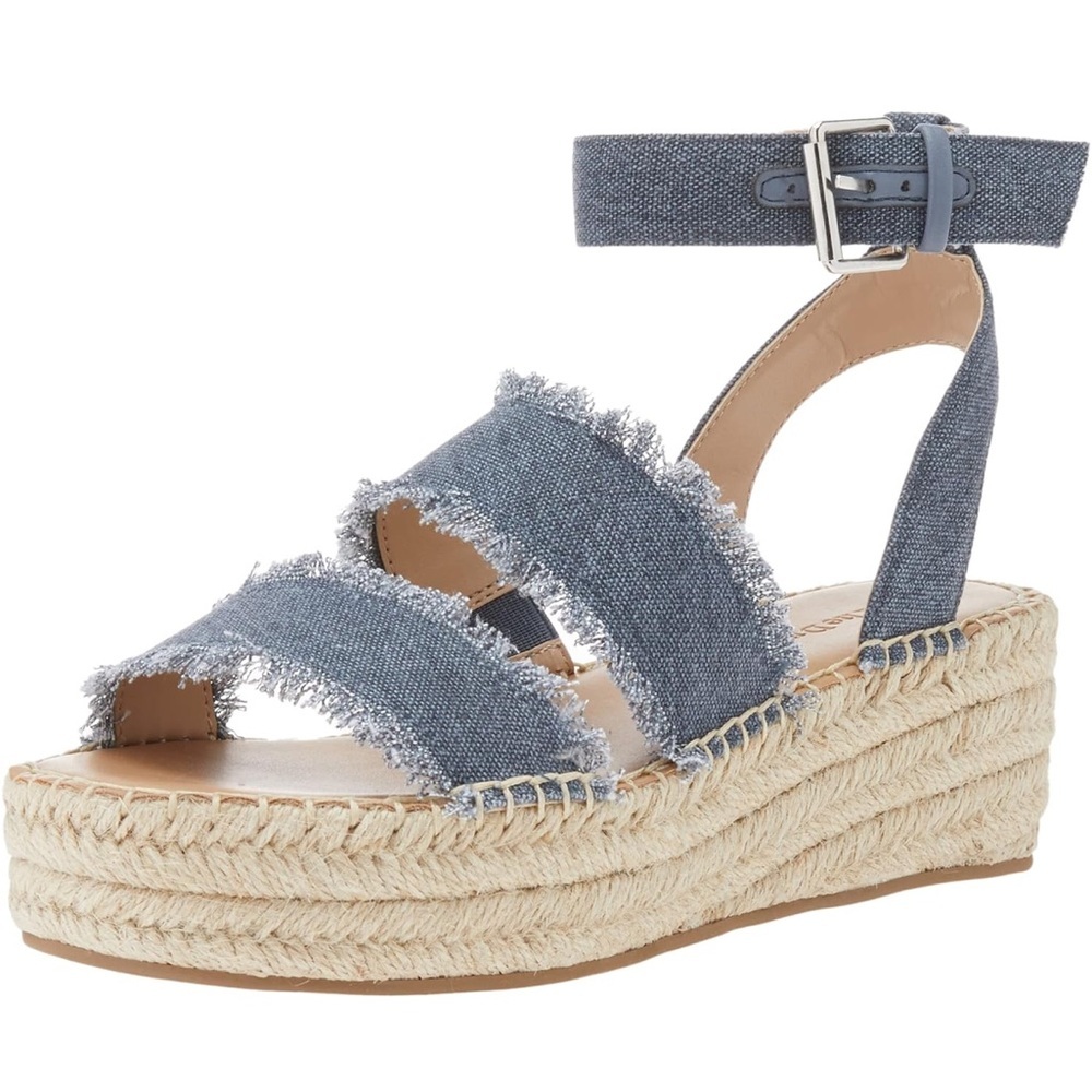 Casual Frayed Blue Espadrille Sandals The Drop - Picture 7 of 7